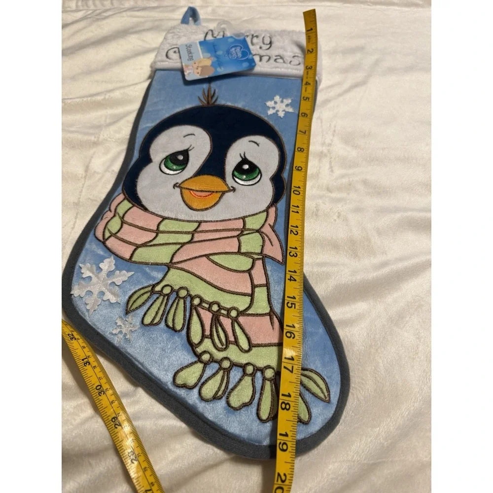 Precious Moments‎ Penguin Merry Christmas Stocking Blue White 2016 19